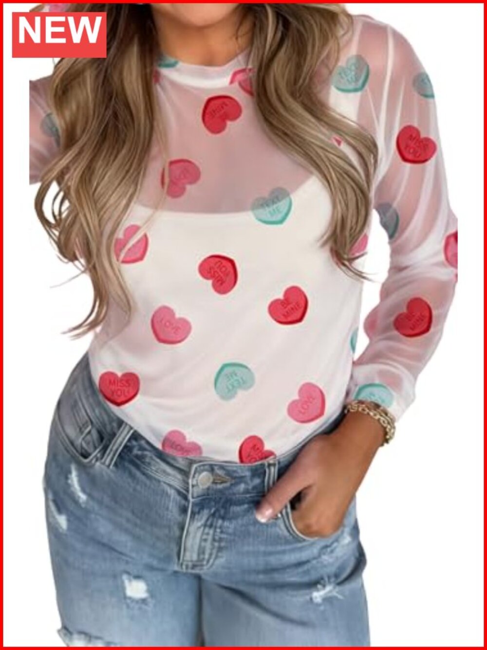 Sheer Mesh Lace Floral Embroidery Long Sleeve Blouse